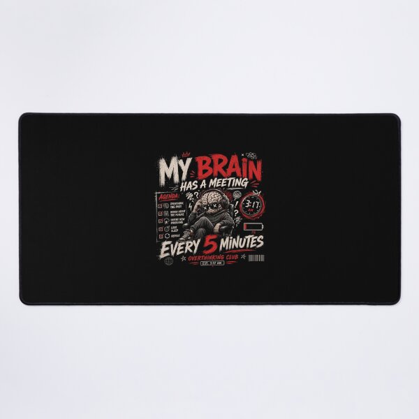 Item preview, MY BRAIN HAS A MEETING EVERY 5 MINUTES | OVERTHINKING CLUB T-SHIRT designed and sold by LowBatteryStudio ⭐.