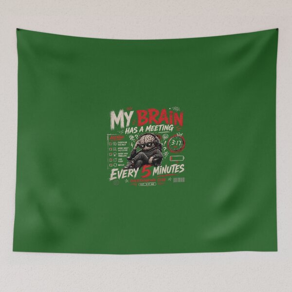 Item preview, MY BRAIN HAS A MEETING EVERY 5 MINUTES | OVERTHINKING CLUB T-SHIRT designed and sold by LowBatteryStudio ⭐.