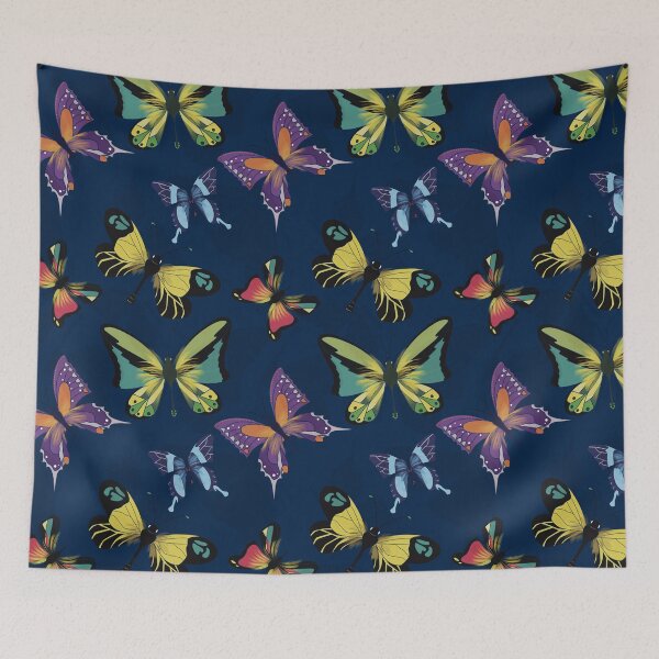 Item preview, Magic Butterflies Navy Blue Pattern designed and sold by Fiorart Studio .