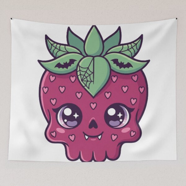 Item preview, Kawaii Strawberry Skull Pastel Goth Fruit Aesthetic designed and sold by CozyDesignsCo.
