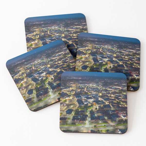 Item preview, Blackburn Town Centre at Night — Aerial Drone Blue Hour, Lancashire designed and sold by Shafiq Khan.