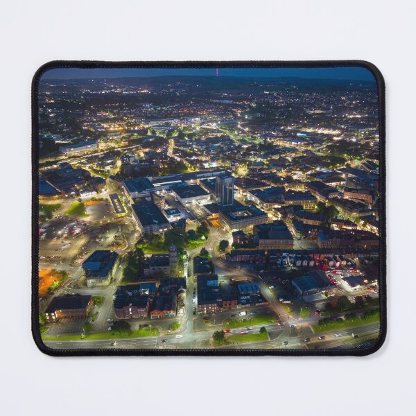 Item preview, Blackburn Town Centre at Night — Aerial Drone Blue Hour, Lancashire designed and sold by Shafiq Khan.