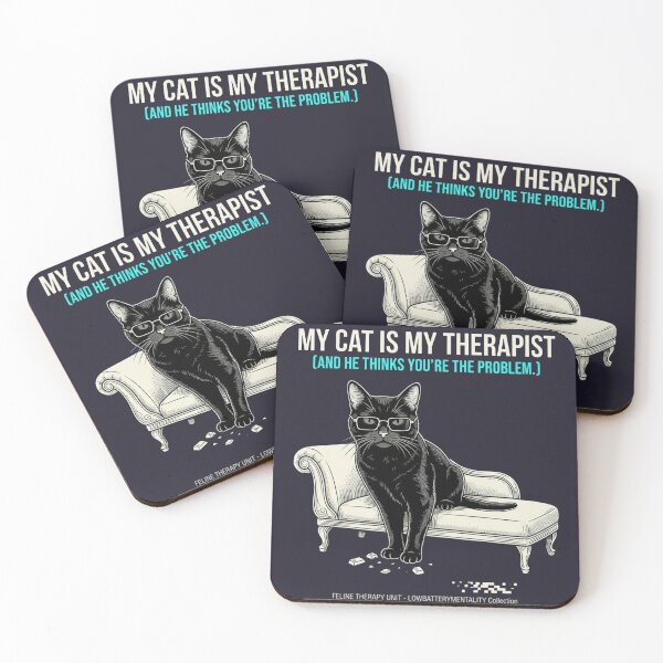 Item preview, Funny Cat Is My Therapist Sarcastic Glitch Streetwear designed and sold by LowBatteryStudio ⭐.