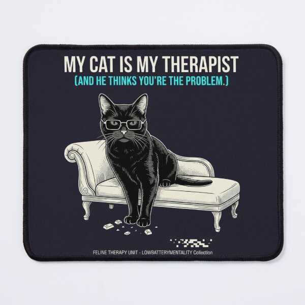 Item preview, Funny Cat Is My Therapist Sarcastic Glitch Streetwear designed and sold by LowBatteryStudio ⭐.