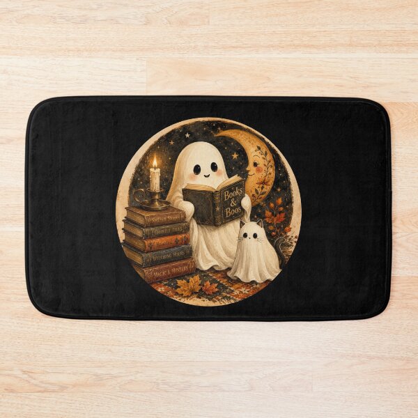 Item preview, Vintage Ghost and Ghost Cat Halloween Books and Boos Reading designed and sold by tamdevo1.
