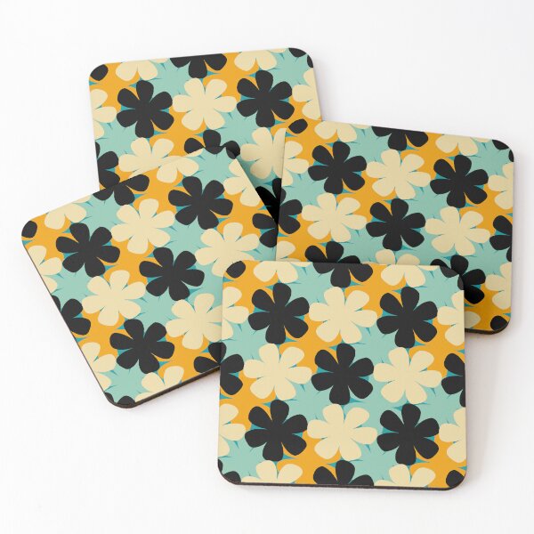 Item preview, Black, yellow and Beige Mid-Century Flowers Design 96 designed and sold by StefanStudioArt.