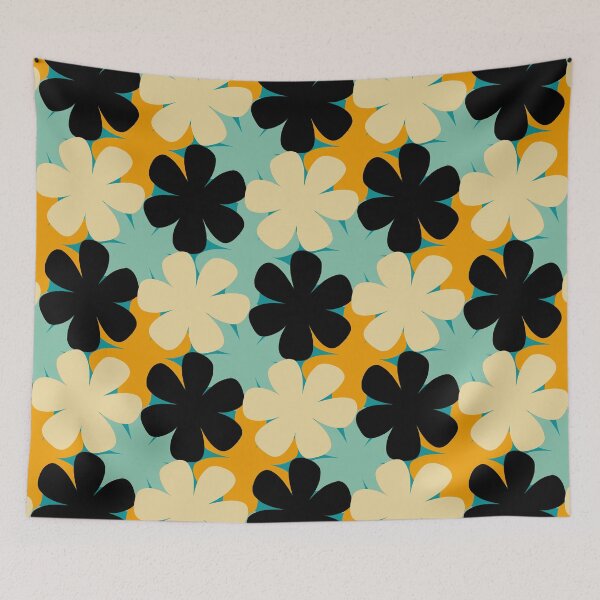 Item preview, Black, yellow and Beige Mid-Century Flowers Design 96 designed and sold by StefanStudioArt.