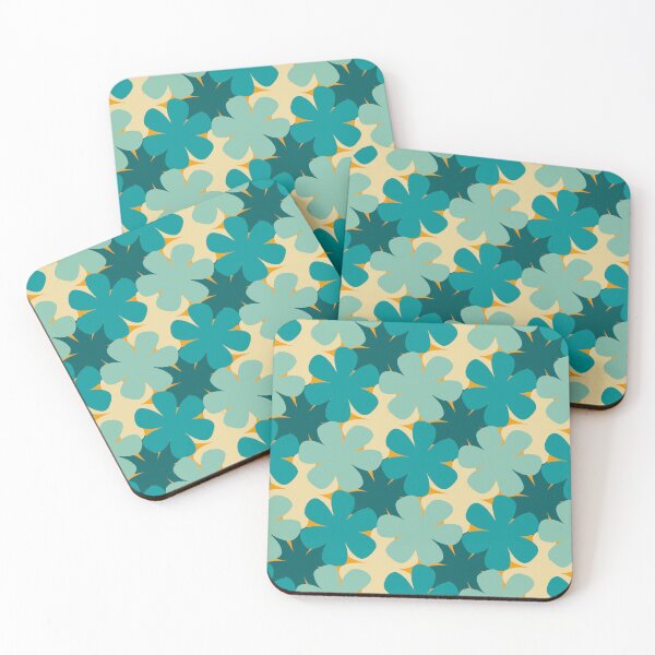 Item preview, Blue and Beige Mid-Century Flowers Design 9B designed and sold by StefanStudioArt.