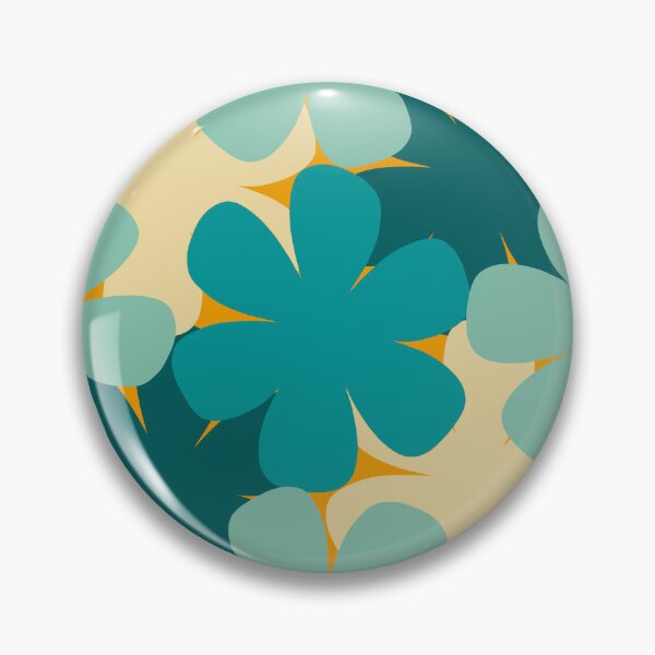 Item preview, Blue and Beige Mid-Century Flowers Design 9B designed and sold by StefanStudioArt.
