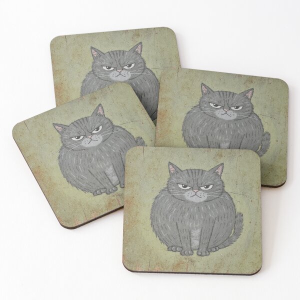 Item preview, Suspicious Squinting Grey Cat designed and sold by PictorialWhimsy.