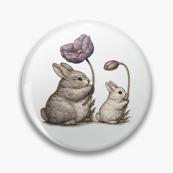 Item preview, Vintage Bunny & Purple Poppy Engraving Art designed and sold by afr-saad.