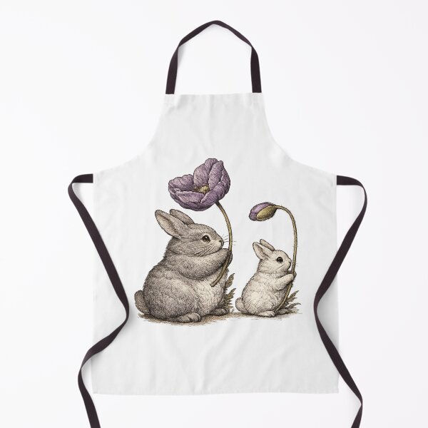 Item preview, Vintage Bunny & Purple Poppy Engraving Art designed and sold by afr-saad.