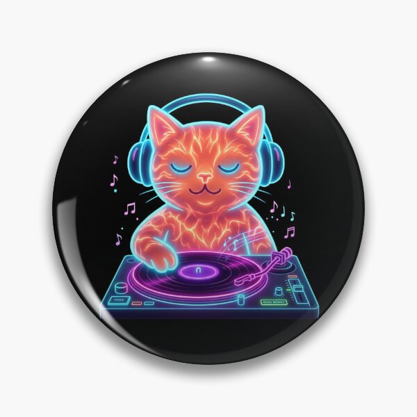 Item preview, Neon cat DJ designed and sold by Form & Fauna.