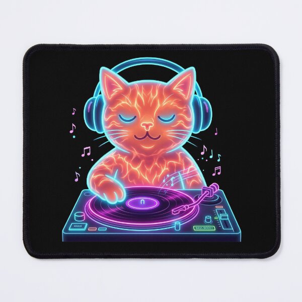 Item preview, Neon cat DJ designed and sold by Form & Fauna.