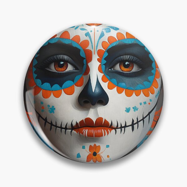 Item preview, Vibrant Day of the Dead Sugar Skull Portrait Art designed and sold by Artessie.