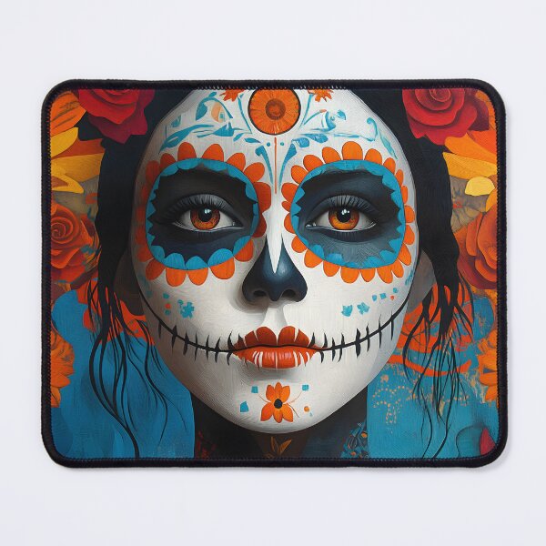 Item preview, Vibrant Day of the Dead Sugar Skull Portrait Art designed and sold by Artessie.