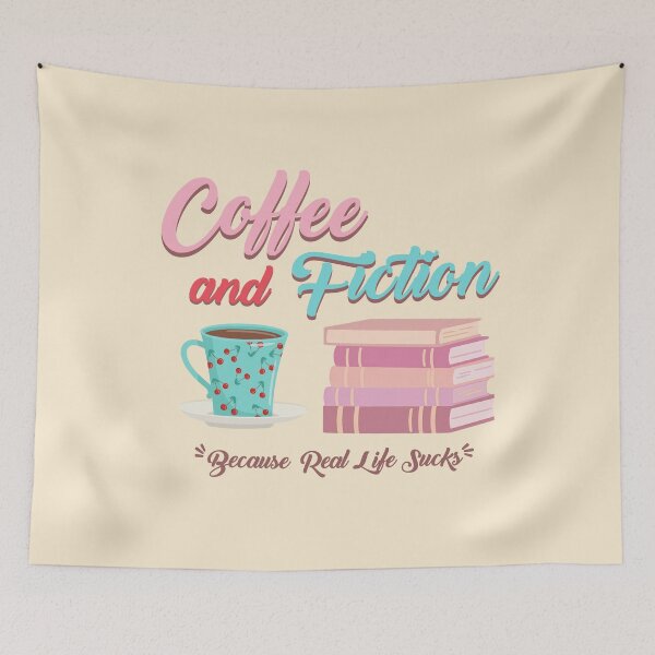 Item preview, Coffee and Fiction, books & cup  designed and sold by Shedronpanda.