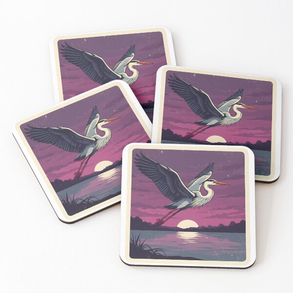 Item preview, Great Blue Heron at Twilight - Retro Vintage Sticker designed and sold by creators_collective.