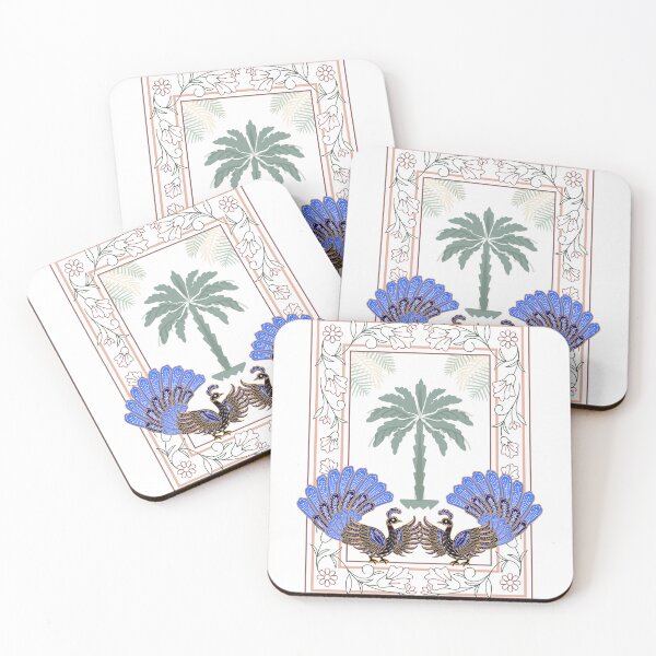 Item preview, Royal Peacock and Palm Tree Design | Tropical Ornamental Bird Art designed and sold by Justyna93.