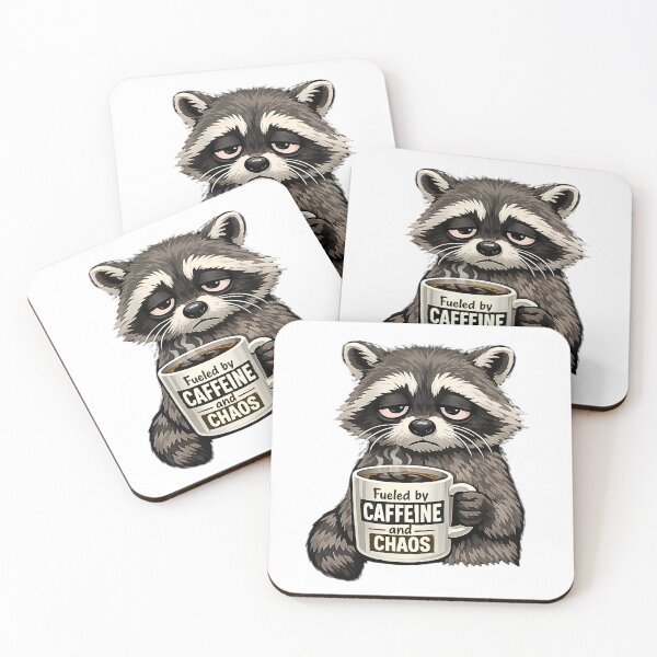 Item preview, Fueled by Caffeine and Chaos Funny Raccoon Coffee Lover designed and sold by FANTASYoDarknes.