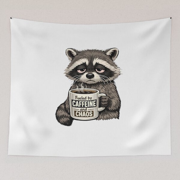 Item preview, Fueled by Caffeine and Chaos Funny Raccoon Coffee Lover designed and sold by FANTASYoDarknes.
