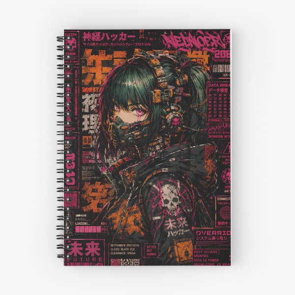 Item preview, Cyberpunk Netrunner Anime Girl - Dystopian Hacker & Techwear designed and sold by saamessart.
