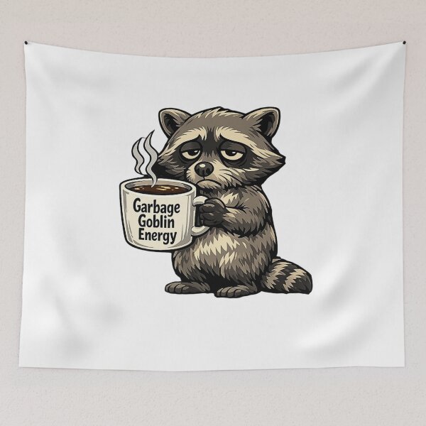 Item preview, Fueled by Caffeine and Chaos Funny Raccoon Coffee Lover designed and sold by FANTASYoDarknes.
