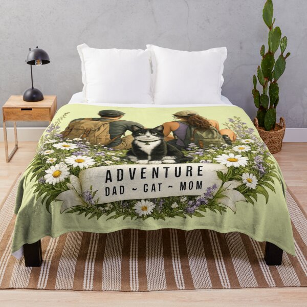 Item preview, Tuxedo Adventure Cat with her Cat Mom and Cat Dad designed and sold by Northcrest Co..