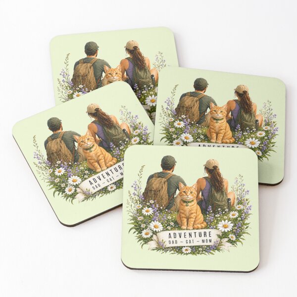 Item preview, Adventure Cat Hiking with Mom and Dad in a Daisy Field designed and sold by Northcrest Co..