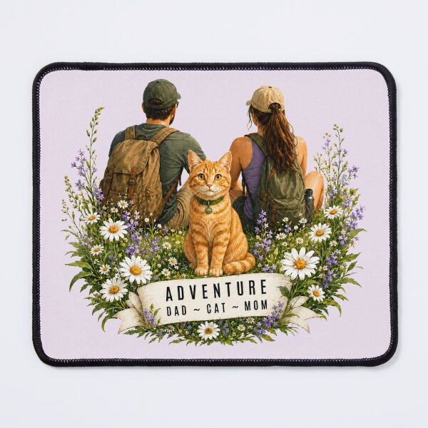 Item preview, Adventure Cat Hiking with Mom and Dad in a Daisy Field designed and sold by Northcrest Co..