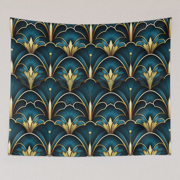 Item preview, Blue Teal And Golden Hues Art Deco Pattern designed and sold by DEC02.