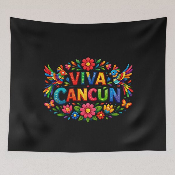 Item preview, Cancún Mexico Colorful Birds Butterflies Graphic designed and sold by Tsugraf Designs.