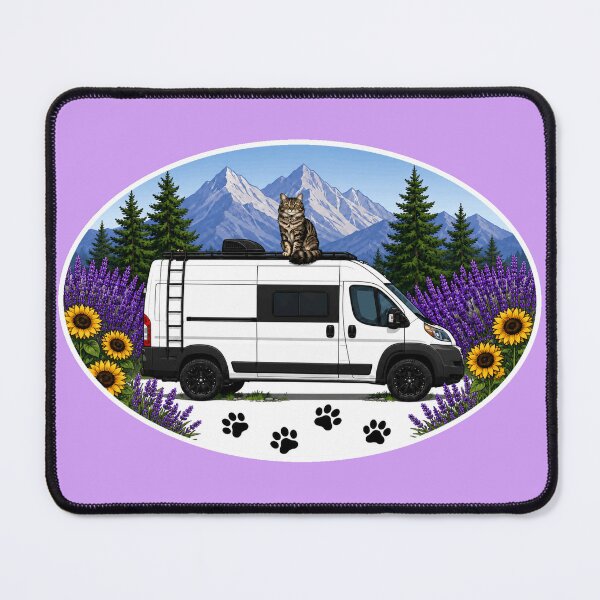 Item preview, Vanlife with Adventure Cat Beneath Mountain Evergreen Skies designed and sold by Northcrest Co..
