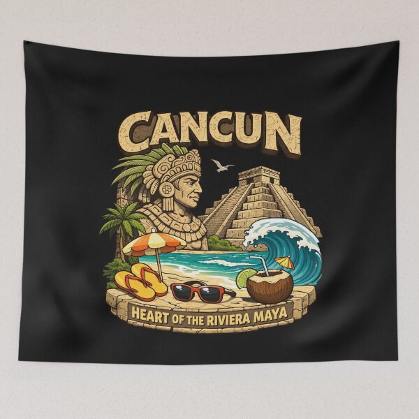 Item preview, Cancun Mexico Ancient Carving Stepped Building Vacation designed and sold by Tsugraf Designs.