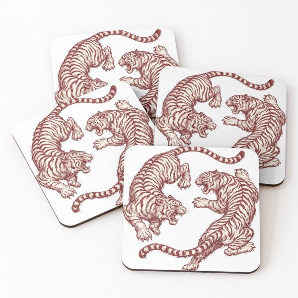 Item preview, Twin Tigers Vintage Engraving Art | Retro Wild Cat Tattoo Style  designed and sold by afr-saad.