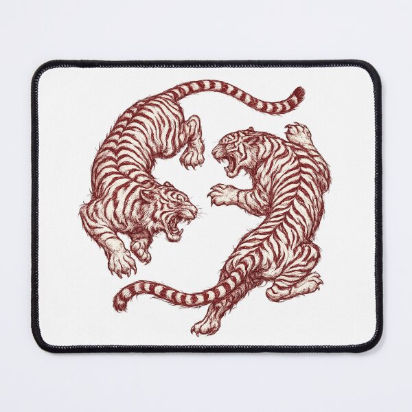 Item preview, Twin Tigers Vintage Engraving Art | Retro Wild Cat Tattoo Style  designed and sold by afr-saad.