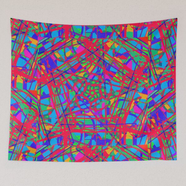 Item preview, Red and Cyan Kaleidoscopic Abstract Digital Art designed and sold by RAHKELROYSUM.