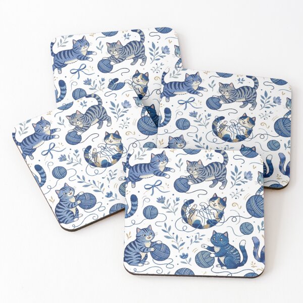 Item preview, Cute vintage cat pattern illustration designed and sold by Cozy Beam Studio.