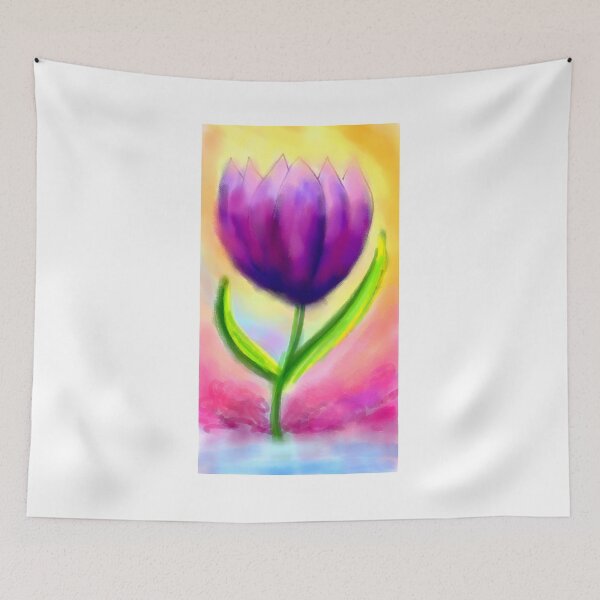 Item preview, A vibrant artwork of pinkish purple tulip heart blossom floral art designed and sold by Shukasya-Arts.