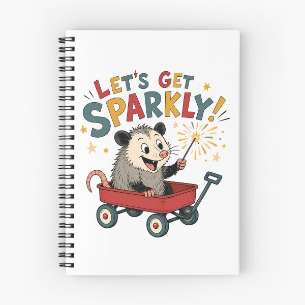 Item preview, Lets Get Sparkly Retro Opossum Cute Wagon designed and sold by chattsuede.