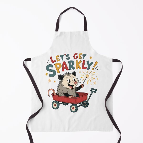 Item preview, Lets Get Sparkly Retro Opossum Cute Wagon designed and sold by chattsuede.