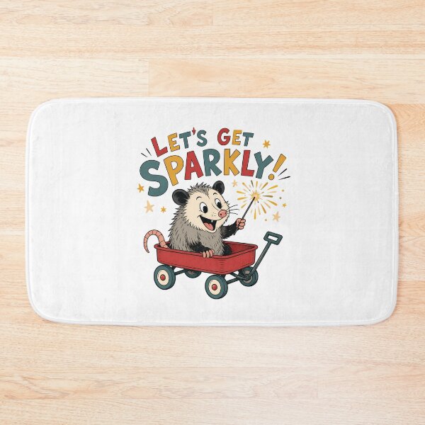 Item preview, Lets Get Sparkly Retro Opossum Cute Wagon designed and sold by chattsuede.