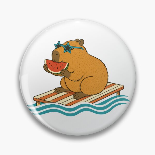 Item preview, Chill Capybara Summer Aesthetic Sunglasses Watermelon Raft designed and sold by chattsuede.