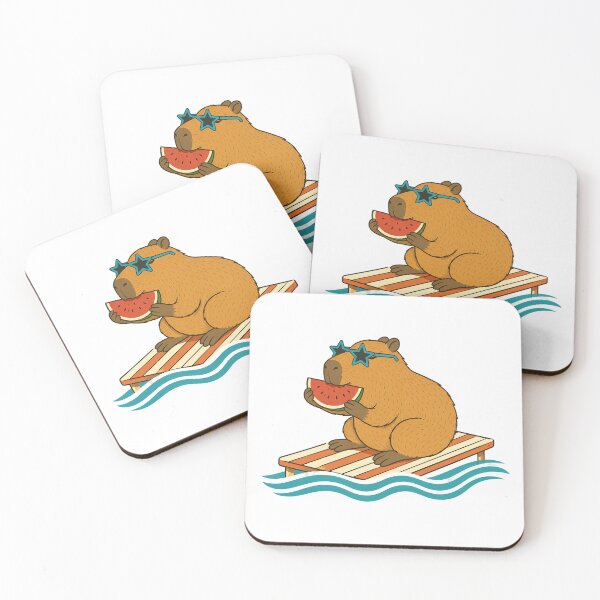 Item preview, Chill Capybara Summer Aesthetic Sunglasses Watermelon Raft designed and sold by chattsuede.