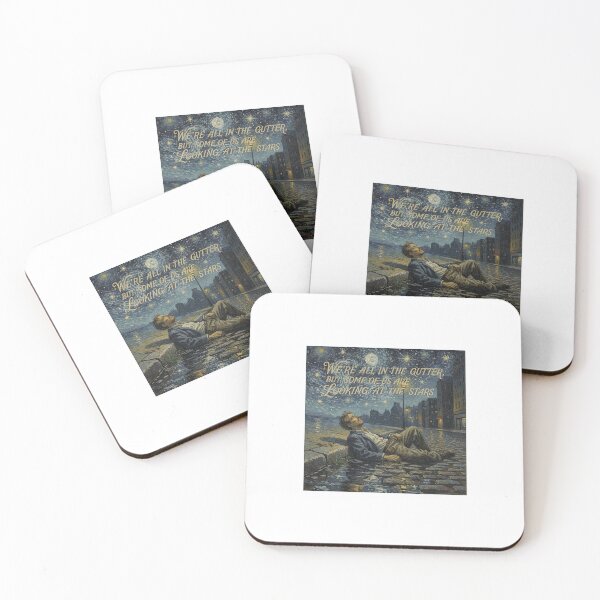 Item preview, Oscar Wilde Inspired Beautiful Van Gogh Inspired Art - Night Sky Illustration - We’re All in the Gutter Looking at the Stars Quote designed and sold by Donsean22.