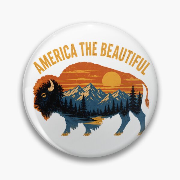 Item preview, America The Beautiful Bison Vintage Mountain Landscape designed and sold by chattsuede.