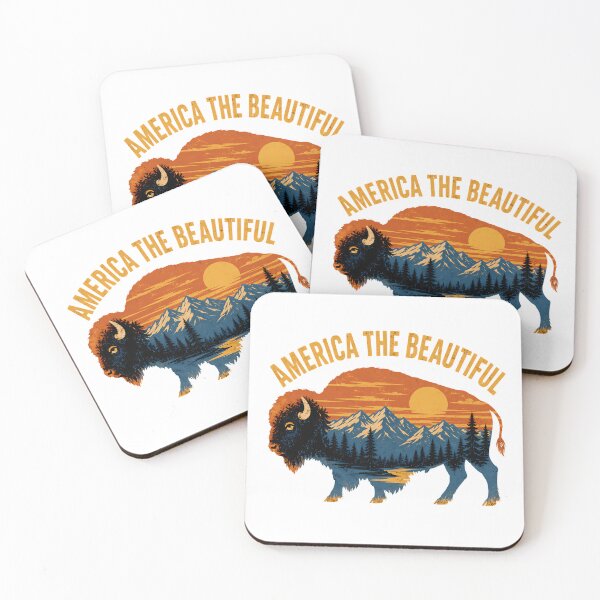 Item preview, America The Beautiful Bison Vintage Mountain Landscape designed and sold by chattsuede.