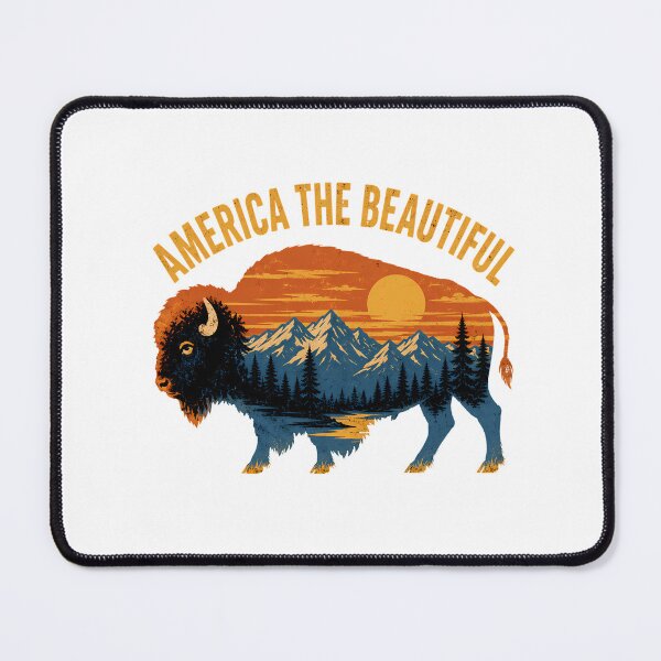 Item preview, America The Beautiful Bison Vintage Mountain Landscape designed and sold by chattsuede.