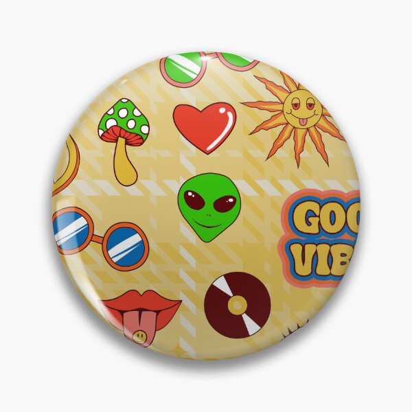 Item preview, good vibes alien groovy pop art 1970s plaid designed and sold by Gossip Rag.