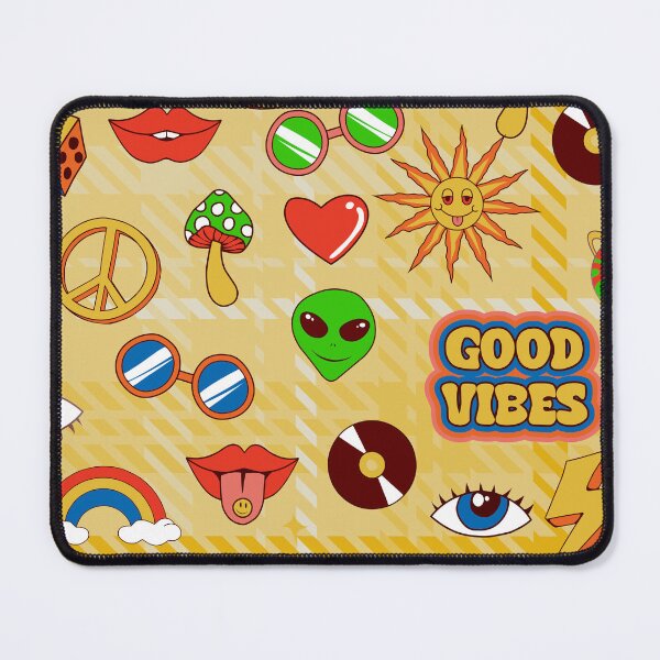 Item preview, good vibes alien groovy pop art 1970s plaid designed and sold by Gossip Rag.